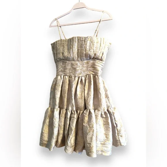 BiTimo Floral Brocade minidress light blue SzS $450MSRP NWT